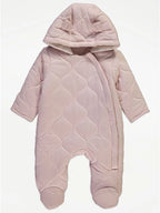Skafander - Pink Quilted Zip Fasten Pramsuit