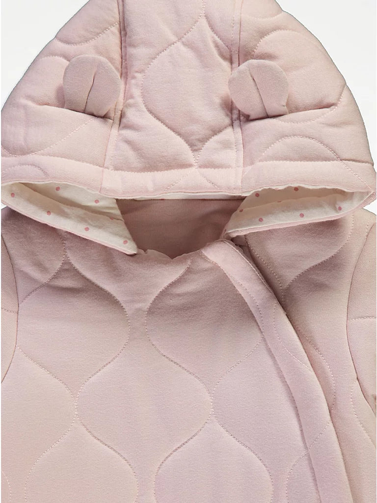 Skafander - Pink Quilted Zip Fasten Pramsuit
