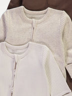 Set od 7 spilhozni - Neutral Ribbed Zip Fasten Sleepsuits