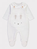 White Bunny Dungarees and Spotty Bodysuit Outfit