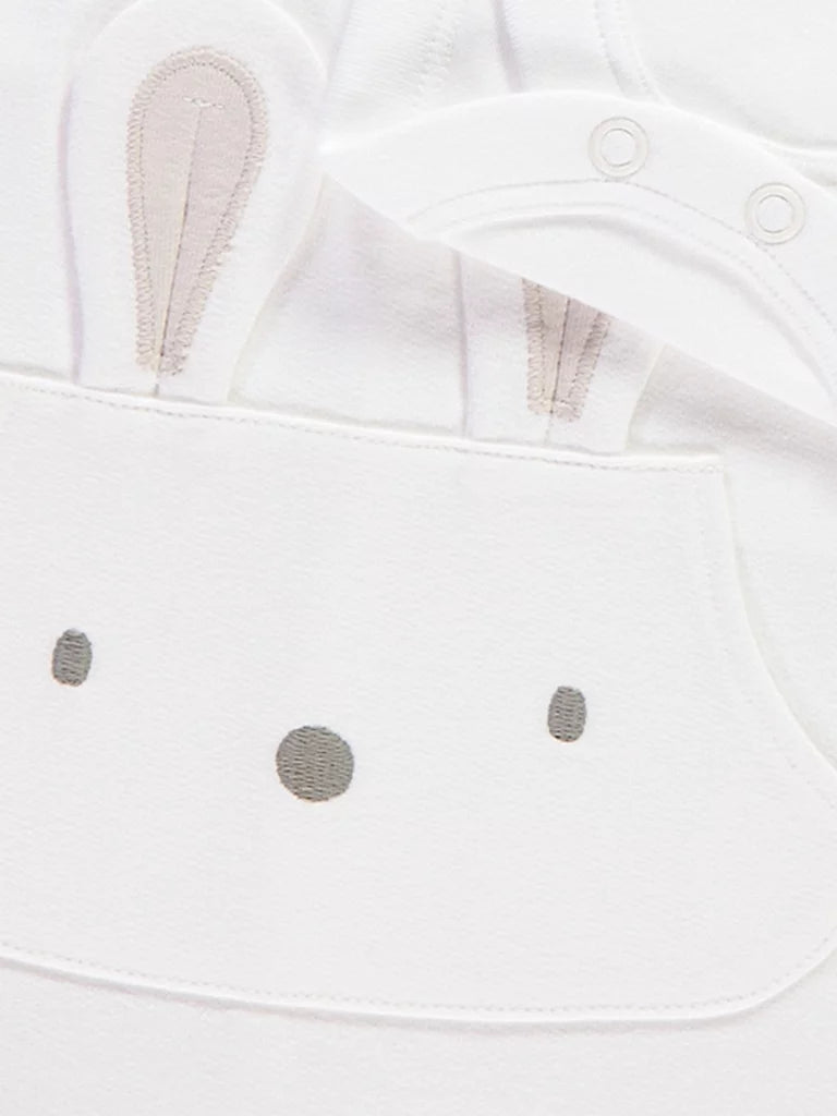 White Bunny Dungarees and Spotty Bodysuit Outfit