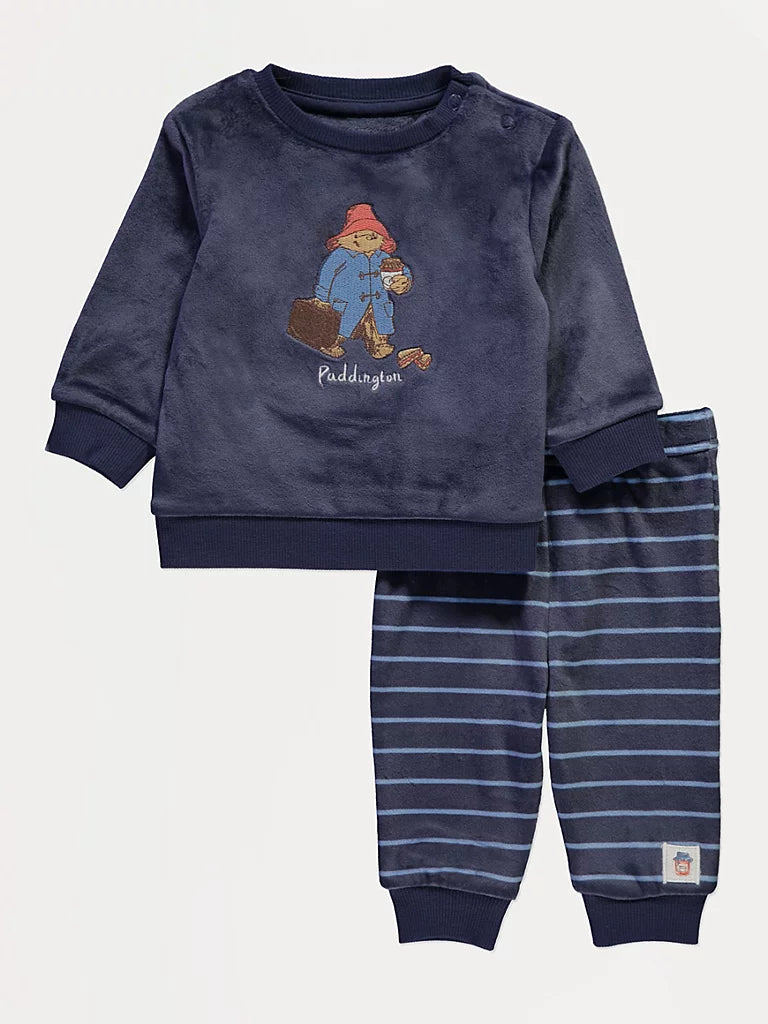 Paddington Bear Navy Long Sleeve Fleece Pyjamas