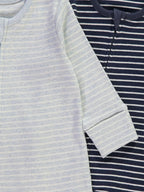 Blue Striped Zip Fasten Ribbed Sleepsuits 4 Pack