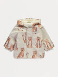 Jakna - Cream Cheetah Fleece Lined Hooded Fisherman Jacket