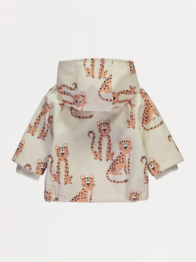 Jakna - Cream Cheetah Fleece Lined Hooded Fisherman Jacket