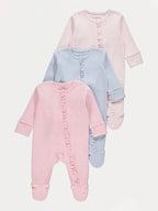 Set od 3 Spilhozne - Polka Dot Ruffle Zip Fasten Sleepsuit 3 Pack