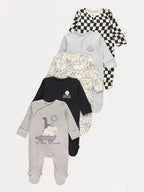 Icons Print Zip Fasten Sleepsuits 5 Pack