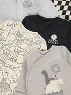 Icons Print Zip Fasten Sleepsuits 5 Pack