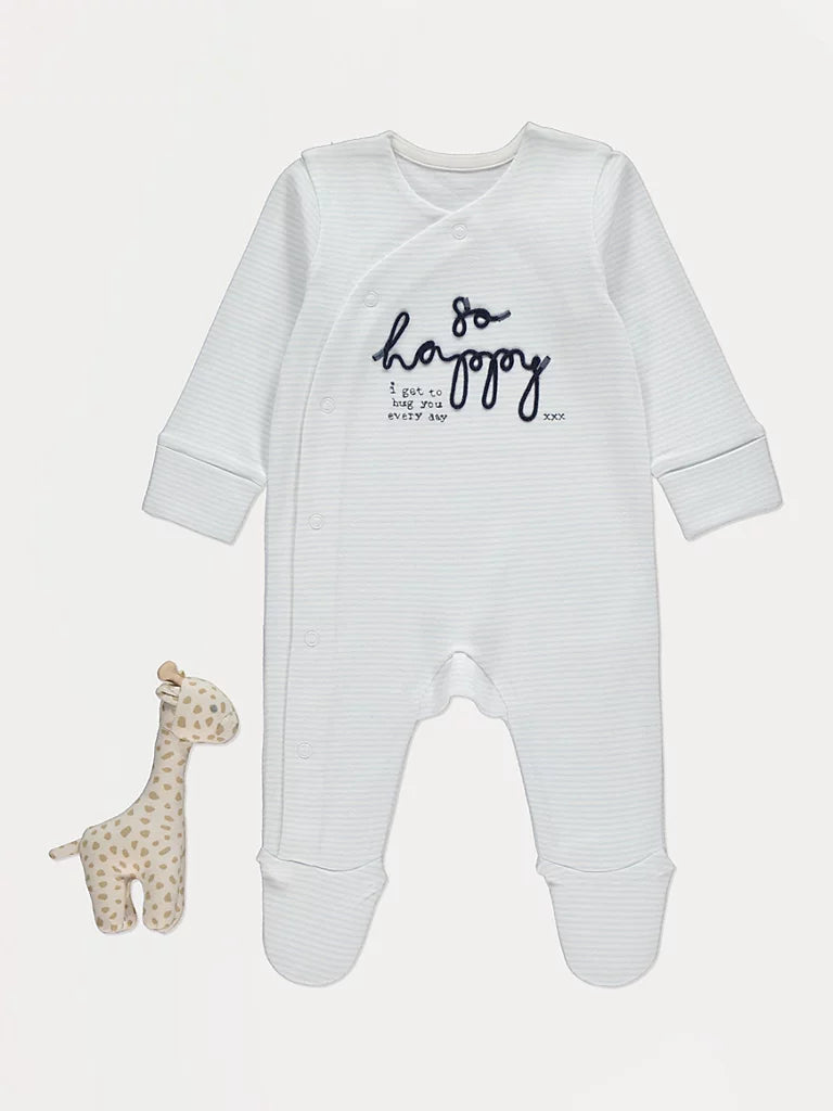 Blue Striped So Happy Sleepsuit and Toy