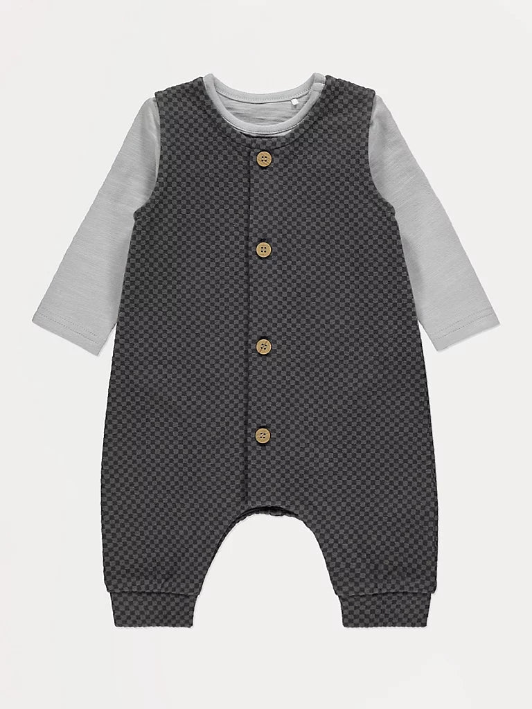 Grey Checkerboard All in One and Bodysuit Outfit