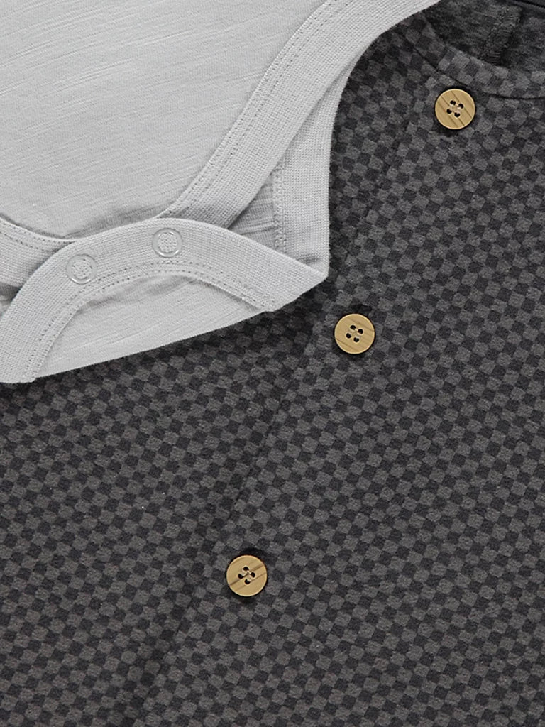 Grey Checkerboard All in One and Bodysuit Outfit