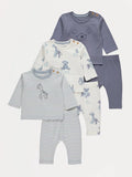 Blue Giraffe Bear Long Sleeve Top and Leggings 3 Pack