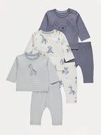 Blue Giraffe Bear Long Sleeve Top and Leggings 3 Pack