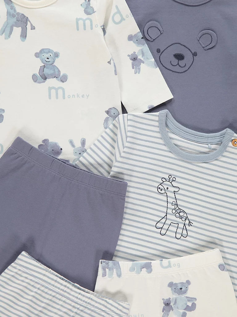 Blue Giraffe Bear Long Sleeve Top and Leggings 3 Pack