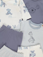 Blue Giraffe Bear Long Sleeve Top and Leggings 3 Pack