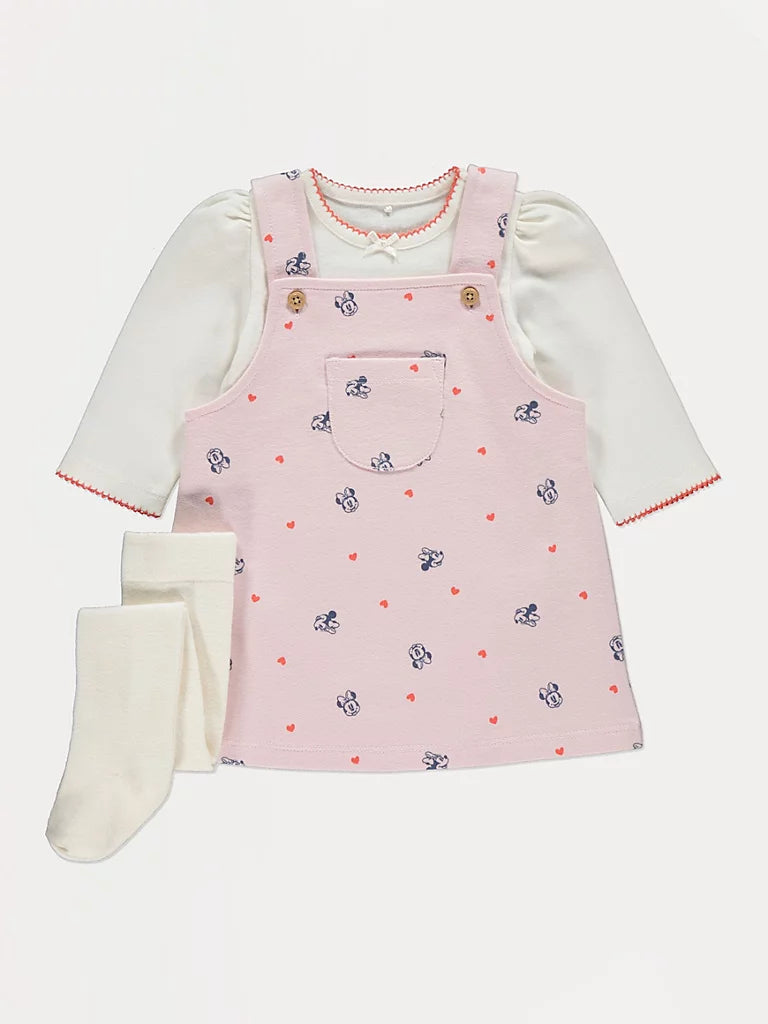 Disney Minnie Mouse Pinafore Bodysuit and Tights Outfit
