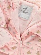 Skafander - Disney Bambi Pink Padded Fleece Lined Snowsuit