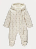 Skafander - Neutral Ditsy Floral Thick Ribbed Pramsuit