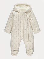 Skafander - Neutral Ditsy Floral Thick Ribbed Pramsuit
