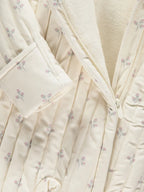Skafander - Neutral Ditsy Floral Thick Ribbed Pramsuit