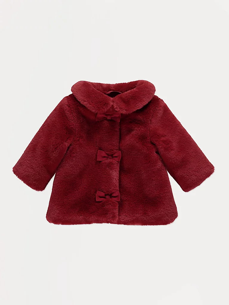Jakna - Red Faux Fur Bow Jacket