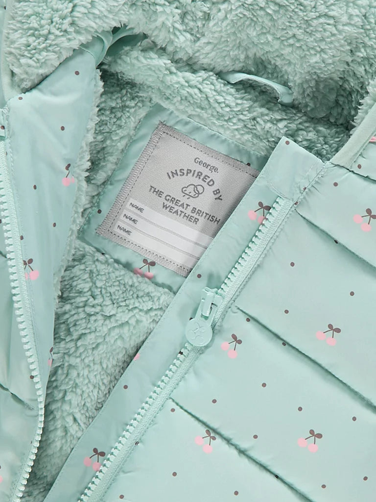 Mint Cherry Padded Hooded Coat