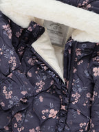 Skafander - Navy Floral Faux Fur Trim Hooded Snowsuit