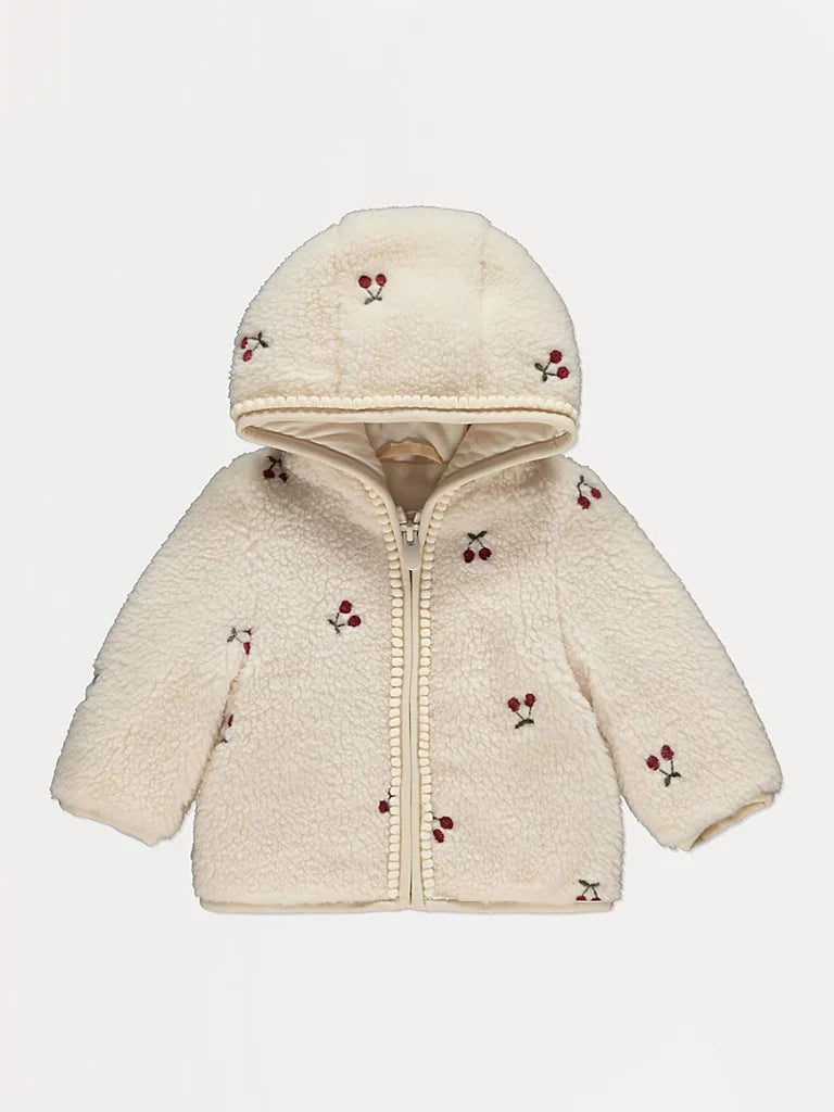 Jakna - Cream Cherry Embroidered Borg Jacket