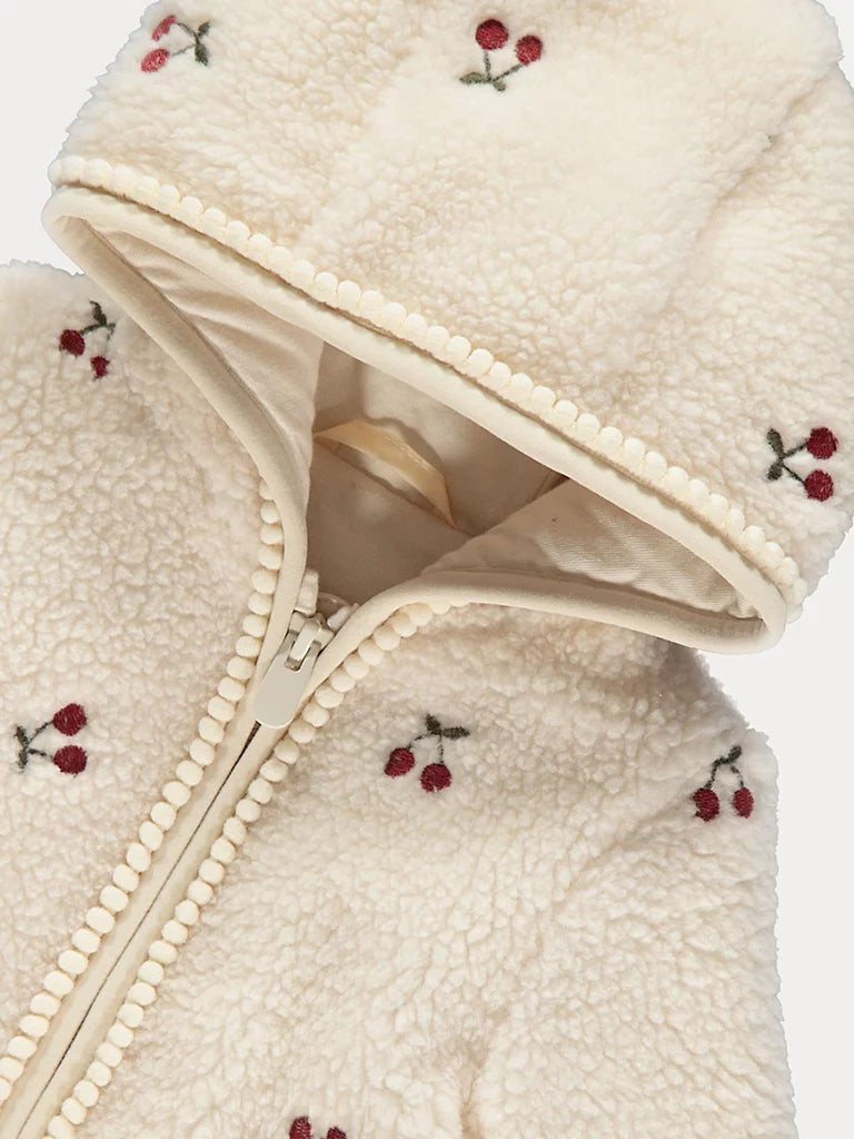 Jakna - Cream Cherry Embroidered Borg Jacket