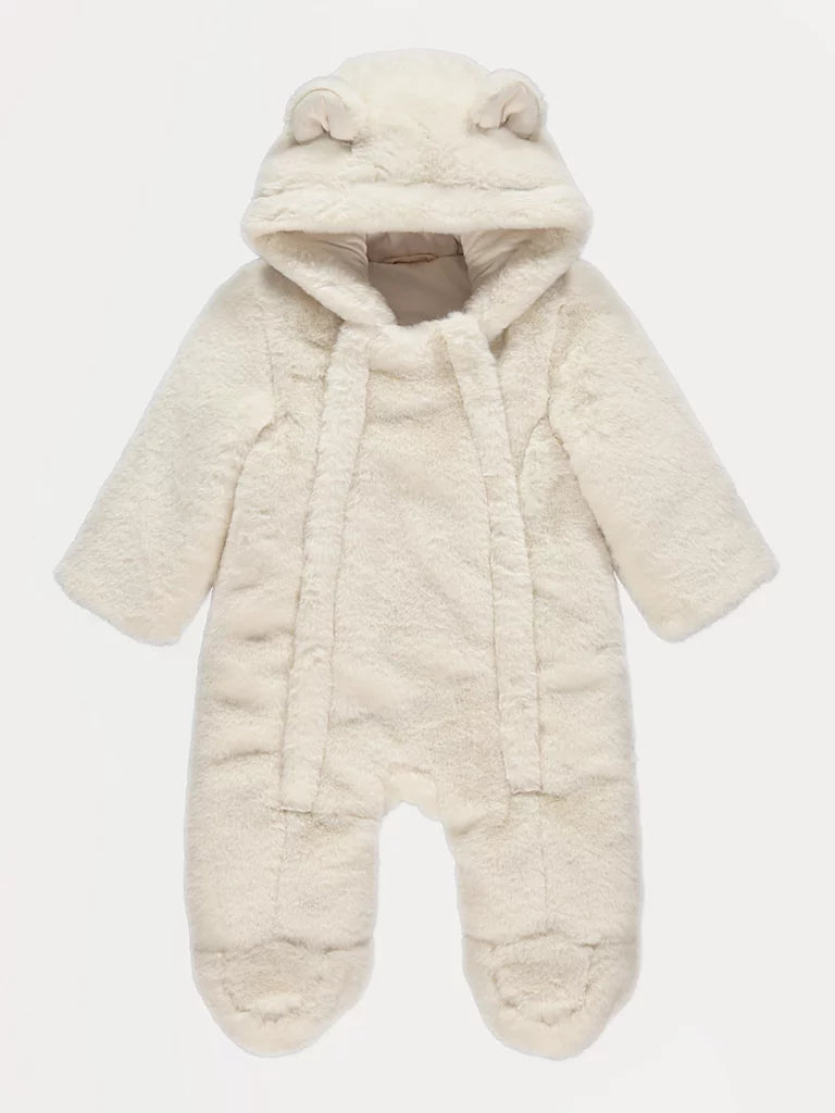 Skafander - Cream Hooded Faux Fur Snowsuit