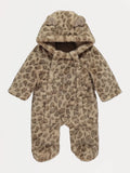 Skafander - Animal Print Faux Fur Hooded Snowsuit