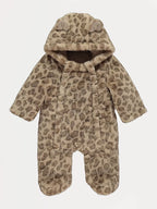Skafander - Animal Print Faux Fur Hooded Snowsuit