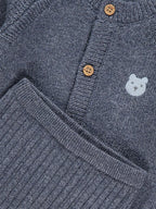 Blue Bear Knitted Cardigan and Leggings Outfit