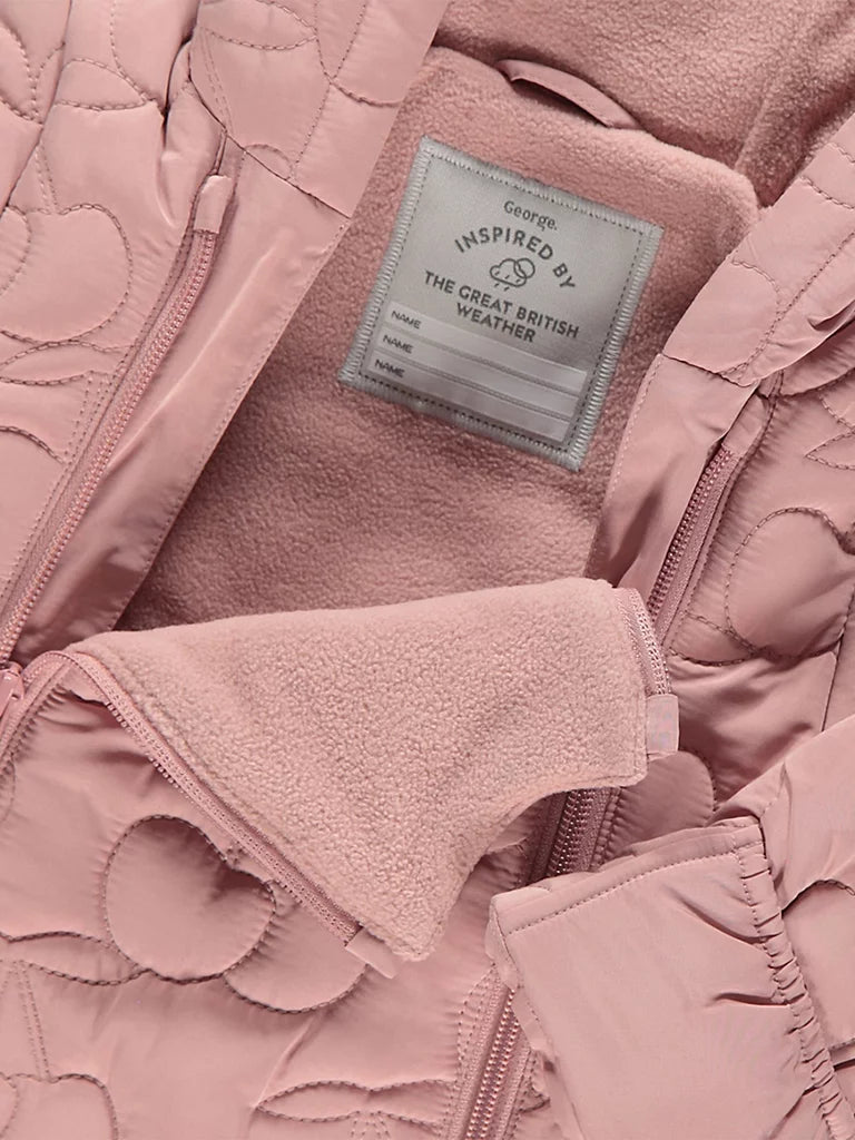 Skafander - Pink Cherry Quilted Hooded Snowsuit