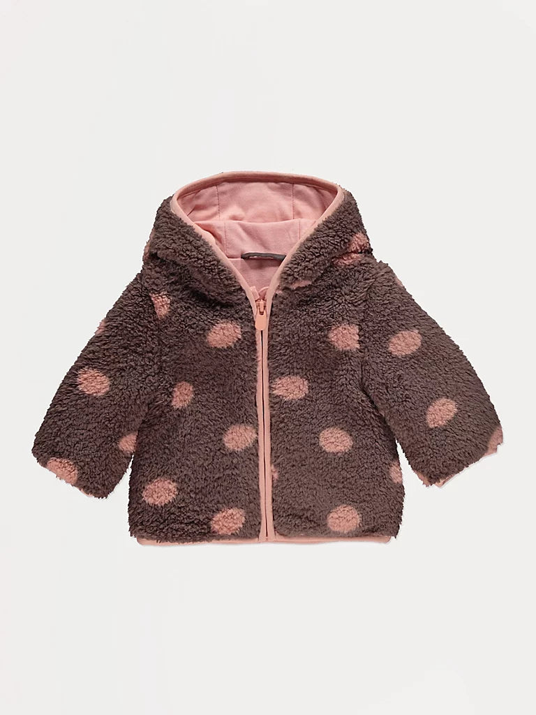 Jakna - Chocolate Polka Dot Hooded Borg Fleece