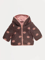 Jakna - Chocolate Polka Dot Hooded Borg Fleece