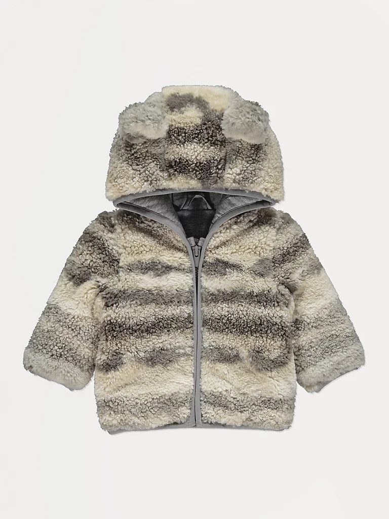 Jakna - Abstract Print Hooded Borg Fleece Jacket