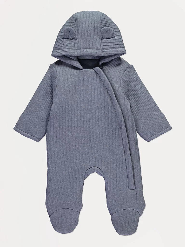 Skafander - Blue Ribbed Jersey Pramsuit