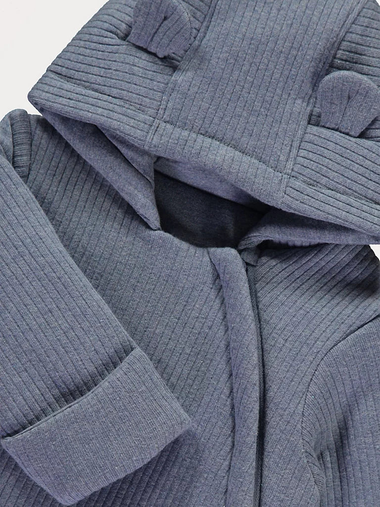 Skafander - Blue Ribbed Jersey Pramsuit