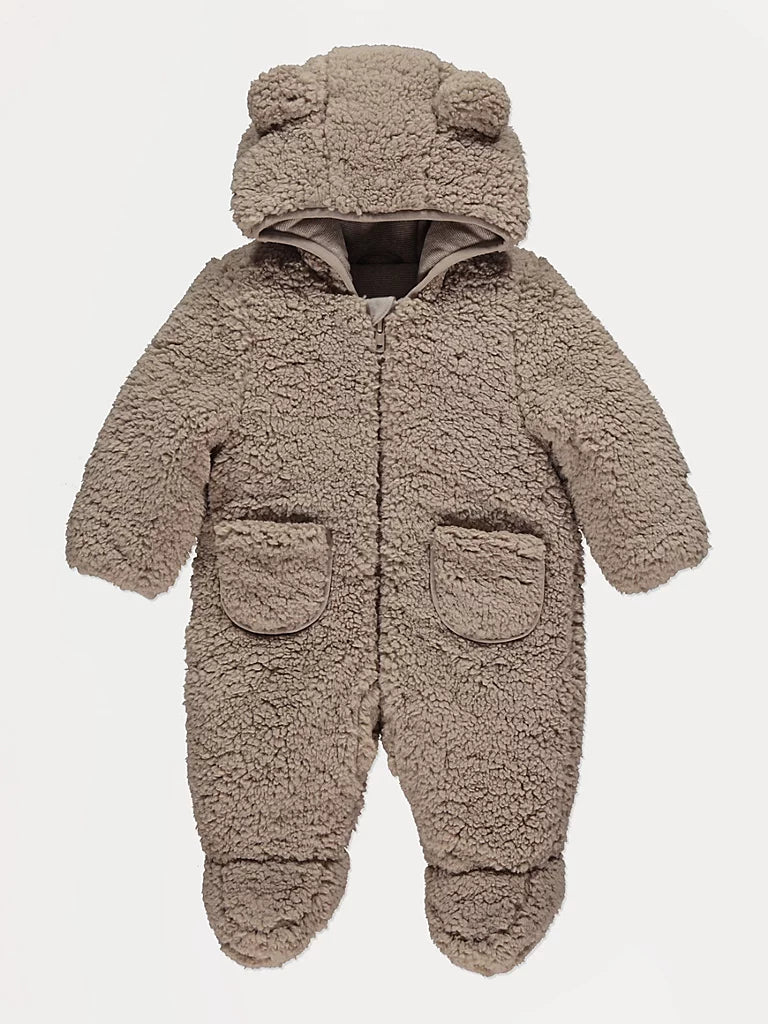 Skafander - Light Brown Borg Hooded Pramsuit
