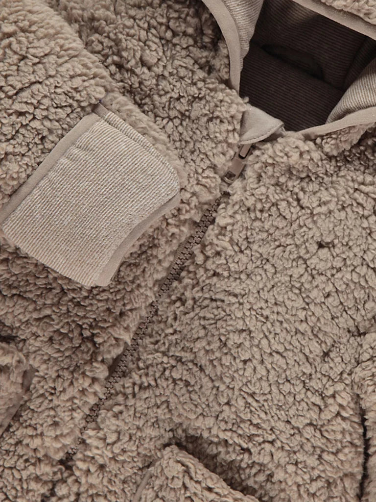 Skafander - Light Brown Borg Hooded Pramsuit