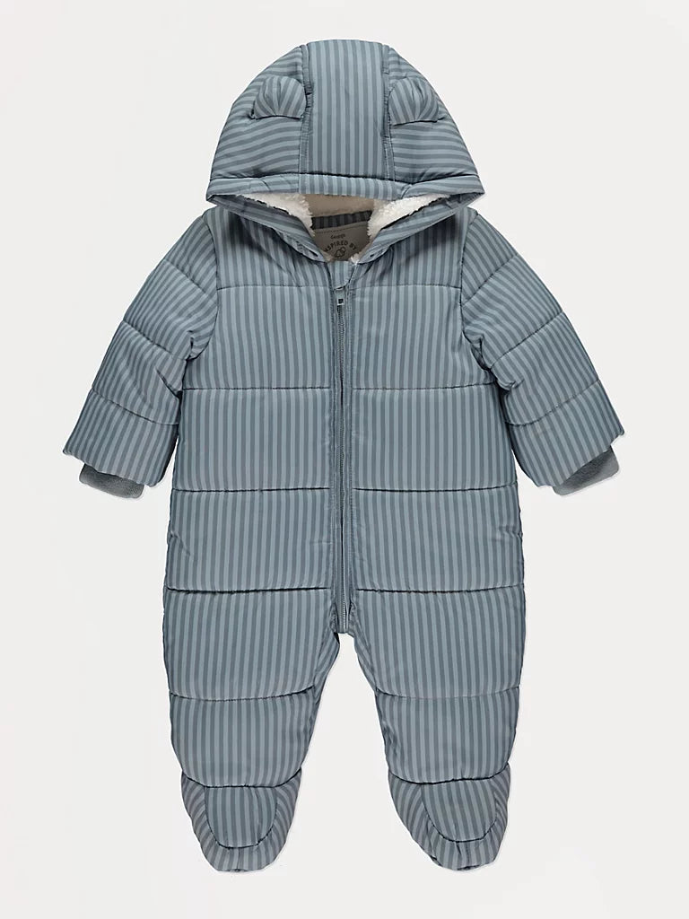 Skafander - Blue Striped Hooded Snowsuit
