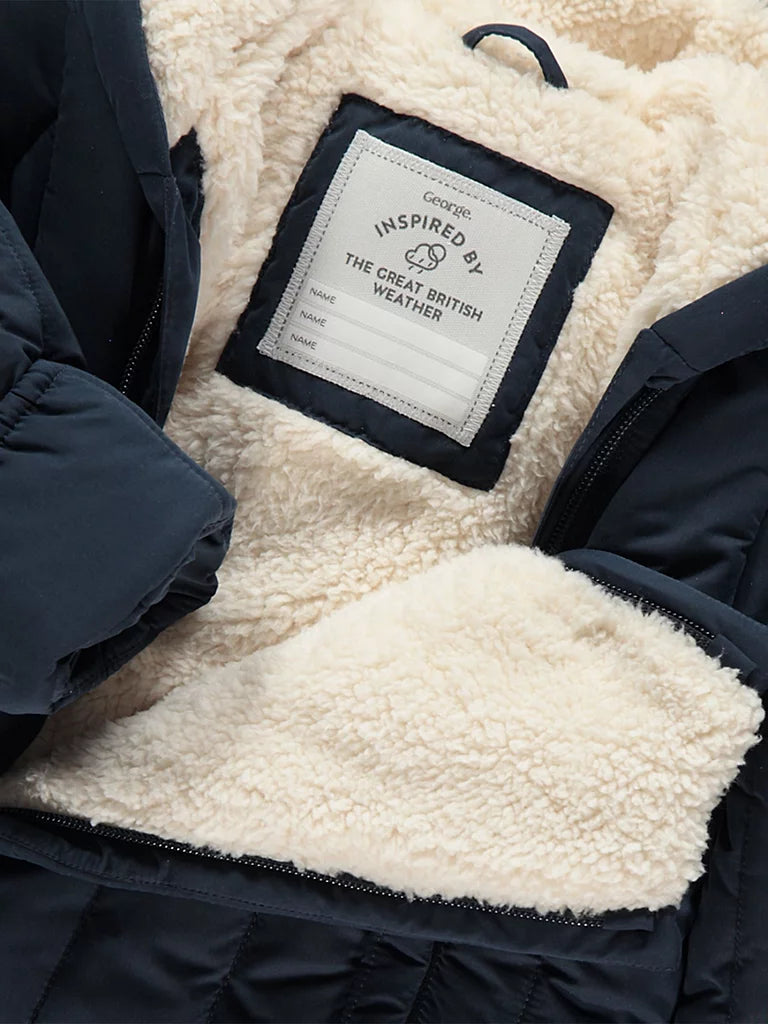 Skafander - Navy Borg Fleece Lined Quilted Snowsuit