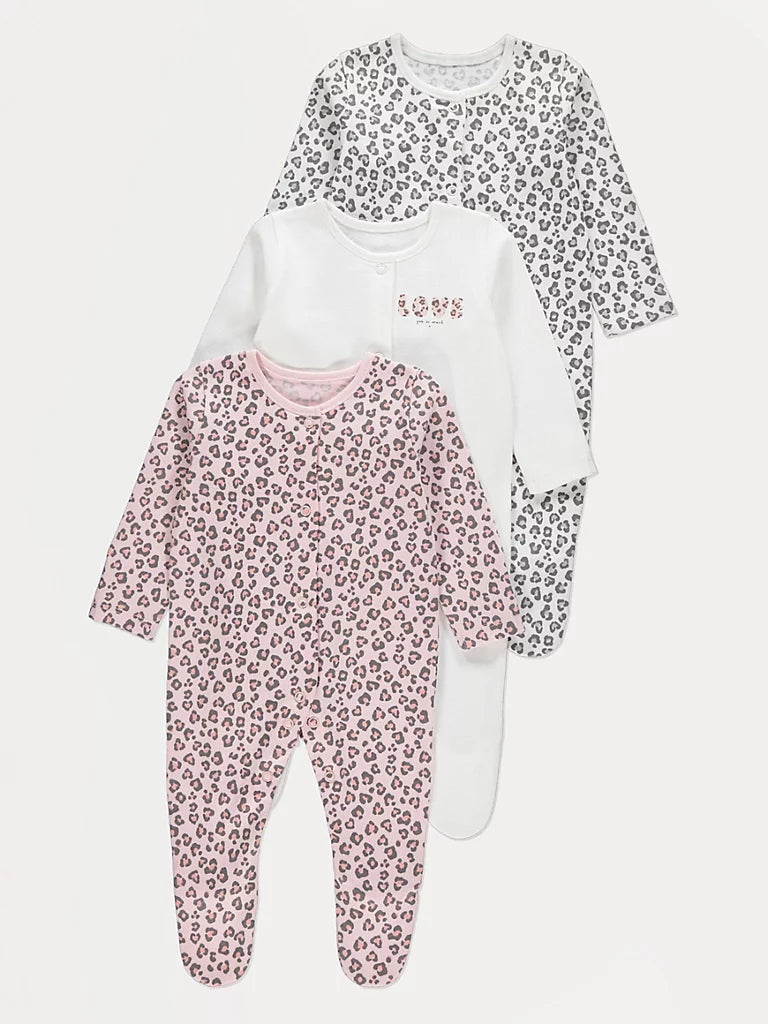 Set od 3 Spilhozne - Leopard Print Sleepsuits 3 Pack
