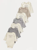 Set od 7 bodija - Neutral Mummy Daddy Long Sleeve Bodysuits 7 Pack