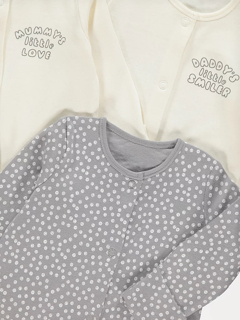 Set od 3 Spilhozne - Mummy and Daddy Sleepsuits 3 Pack
