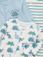 Set od 3 Spilhozne - Blue Dinosaur Sleepsuits