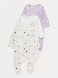Set od 3 Spilhozne - Pastel Heart Rainbow Sleepsuits 3 Pack