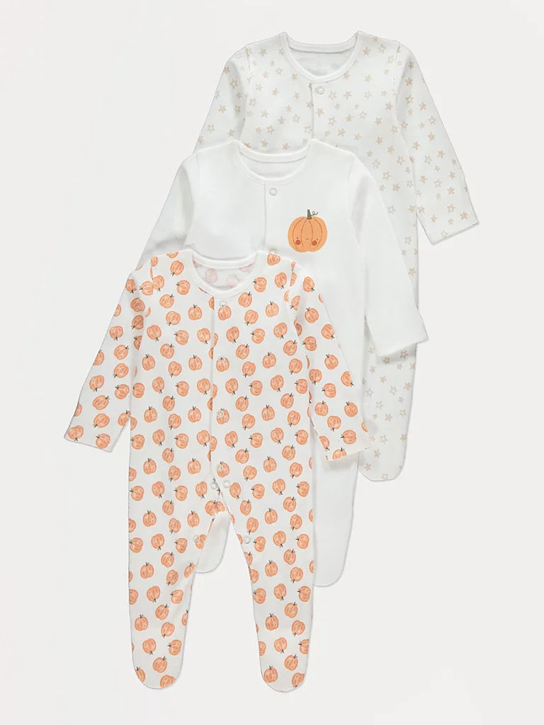 Set od 3 Spilhozne - White Pumpkin Sleepsuits