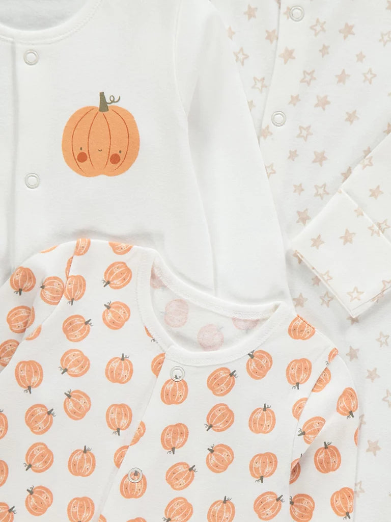 Set od 3 Spilhozne - White Pumpkin Sleepsuits
